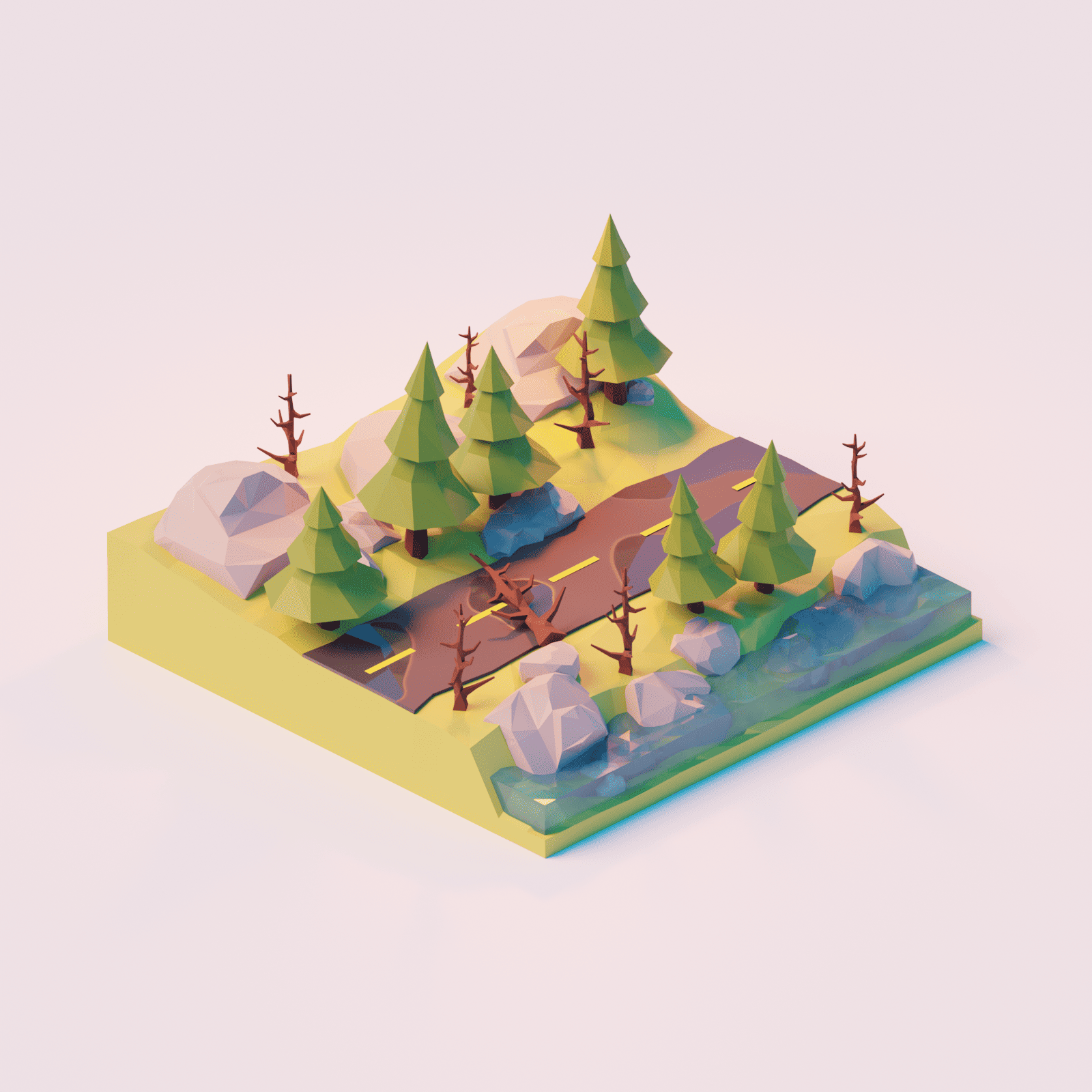 Polygon Runway's Forest road lesson render