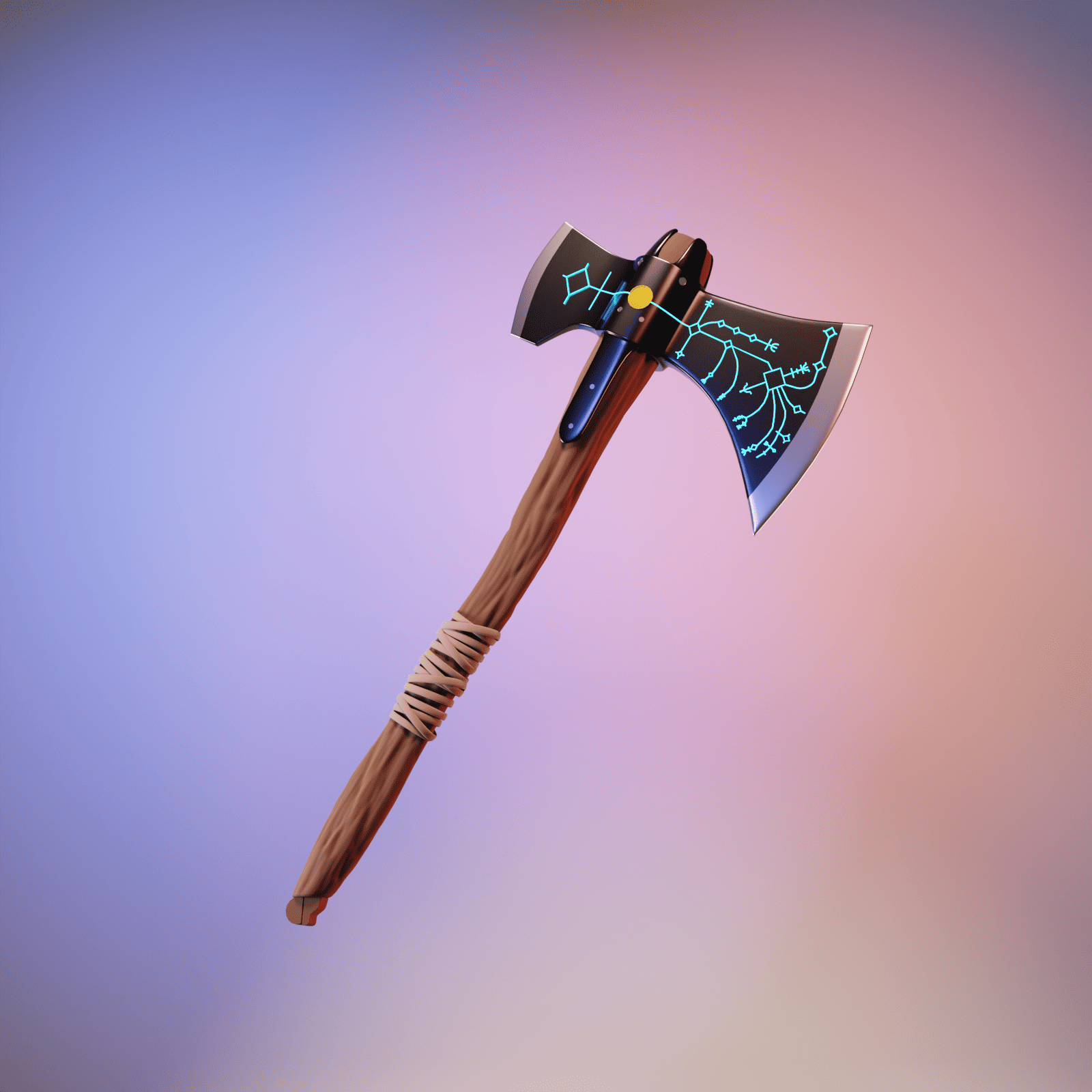 A close up of Kratos' axe, Leviathan Axe