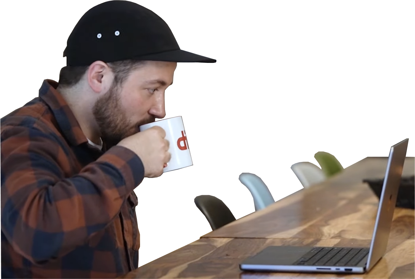 Drinking coffee at Diff, filming for LeWagon video