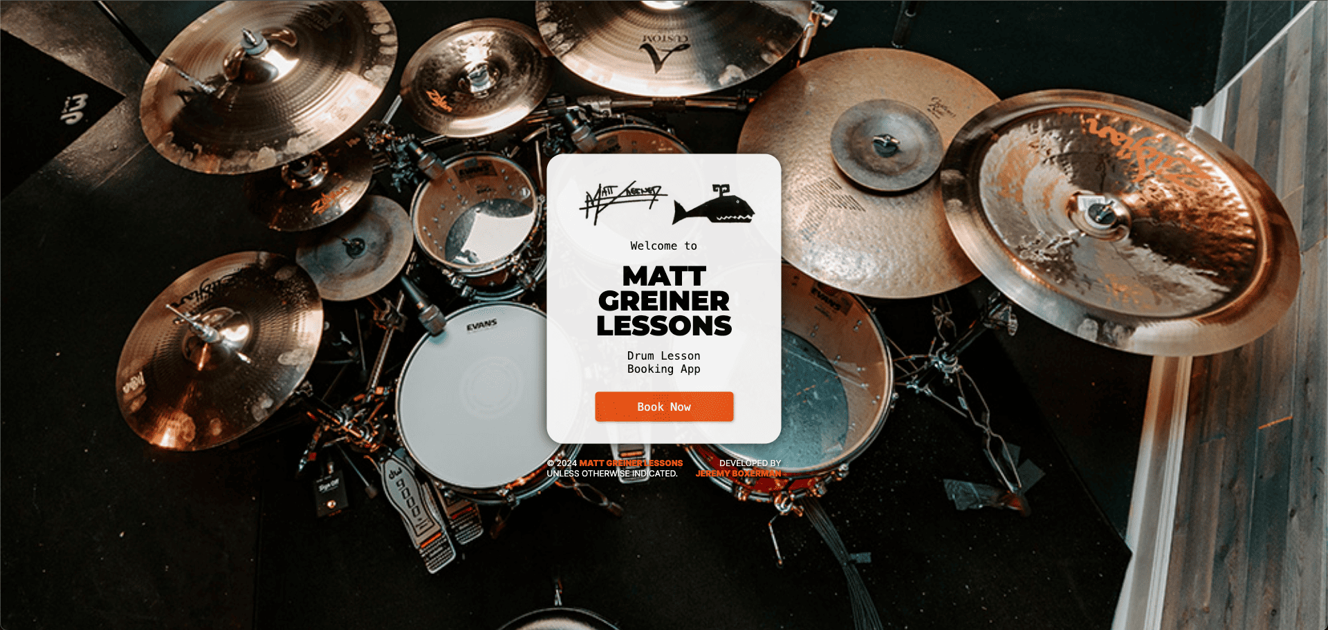 Landing page of Matt Greiner's booking app lessons